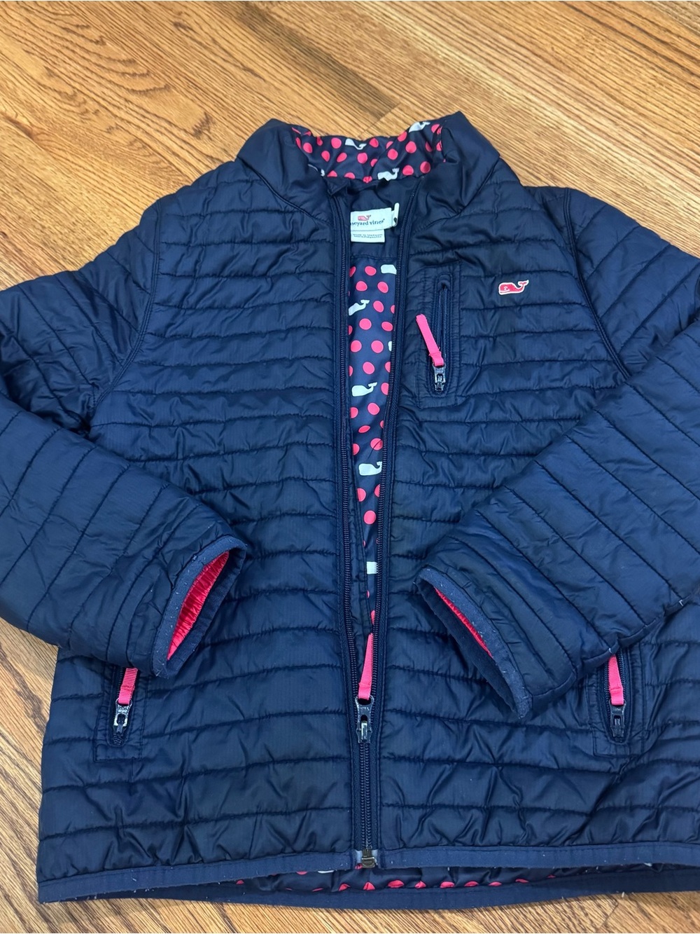 Vineyard Vines Navy Quilted Puffer Jacket size 5-6 girls